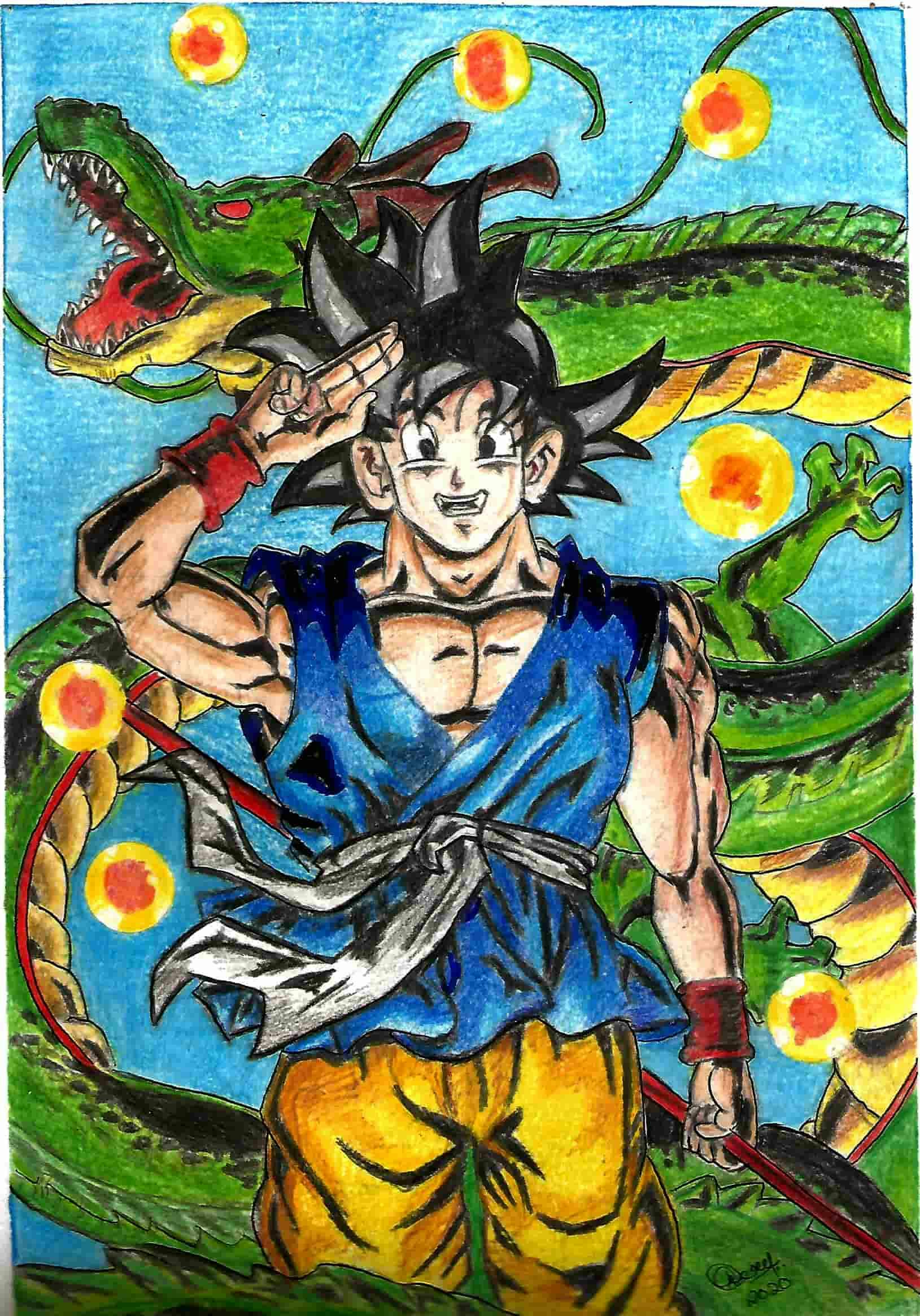 Colored Drawing of Goku from Dragon Ball Z