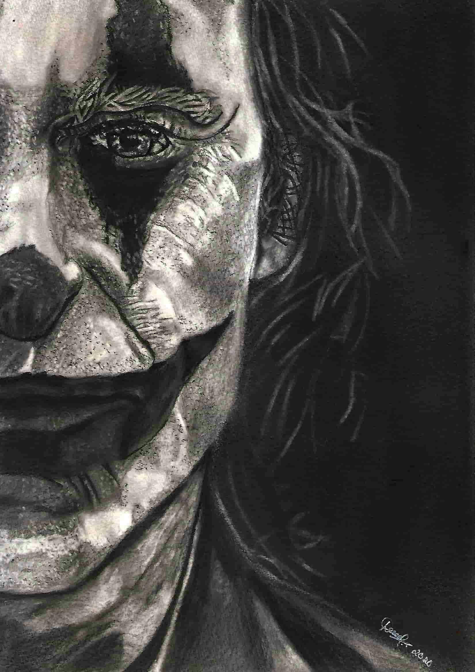 Pencil sketch of Joker from Joker Movie