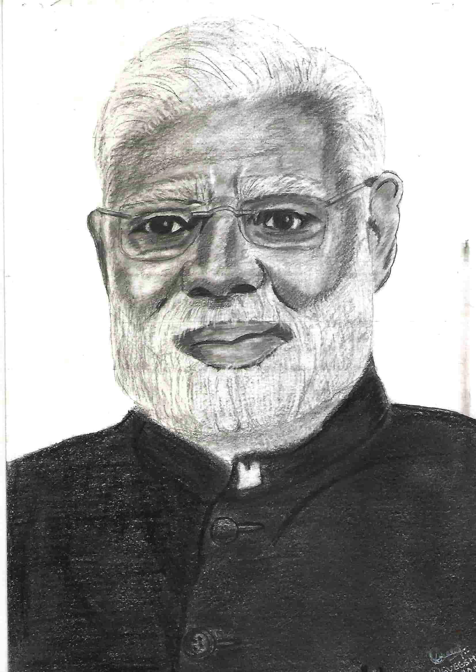 Pencil Sketch of Indian Prime Minister Narendra Modi