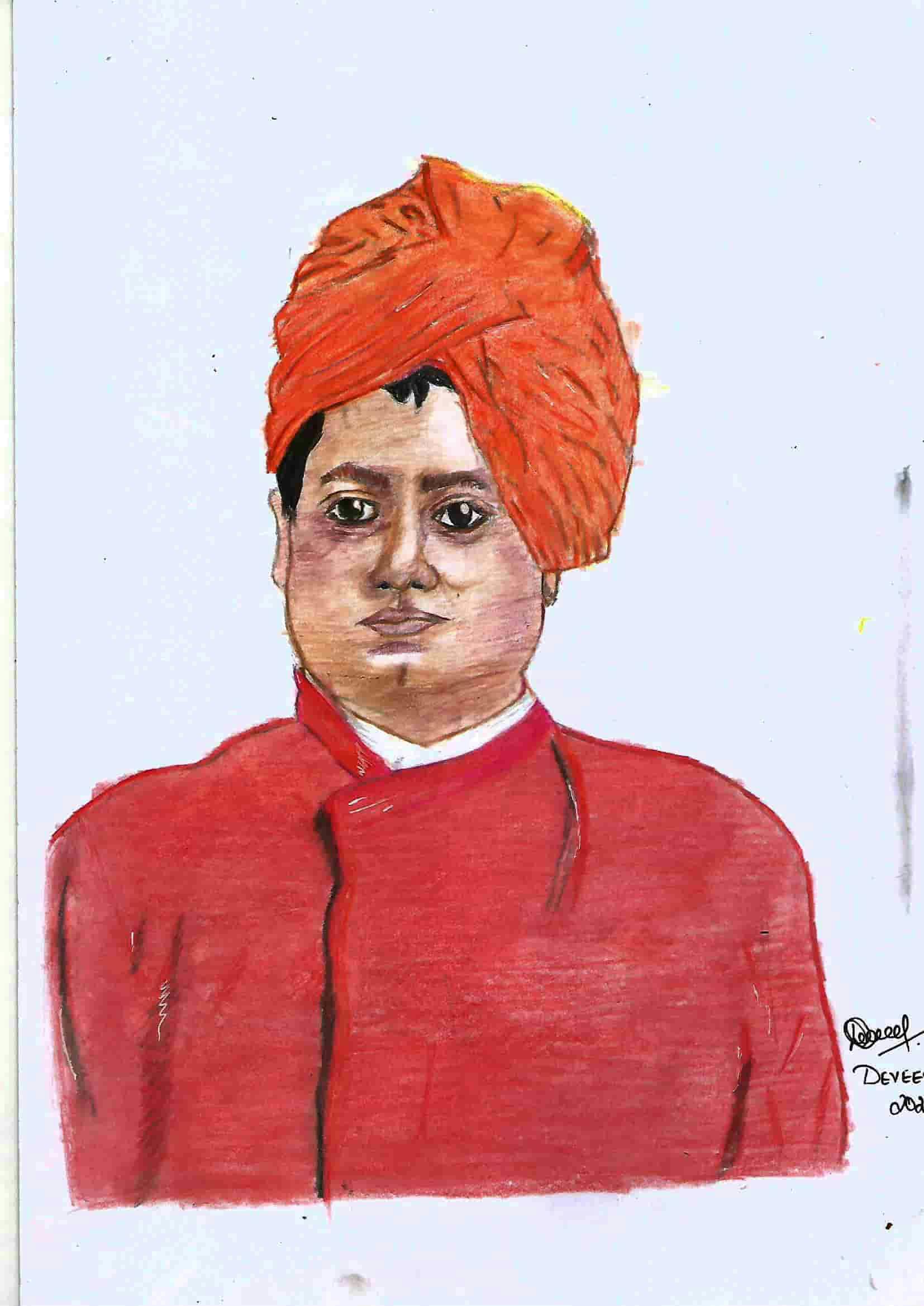 Color Pencil Drawing of Swami Vivekananda